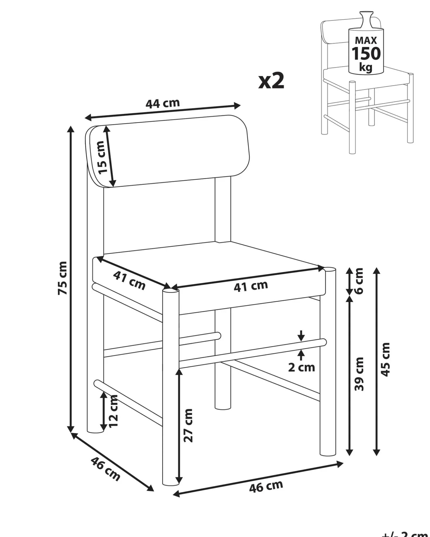 Set di 2 sedie da pranzo DIGNE Legno Marrone chiaro