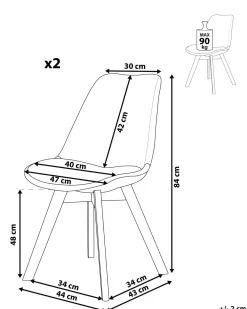 Set di 2 sedie da pranzo DAKOTA II Velluto Blu