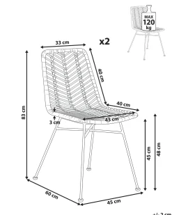 Set di 2 sedie da pranzo DILLEY Rattan Naturale