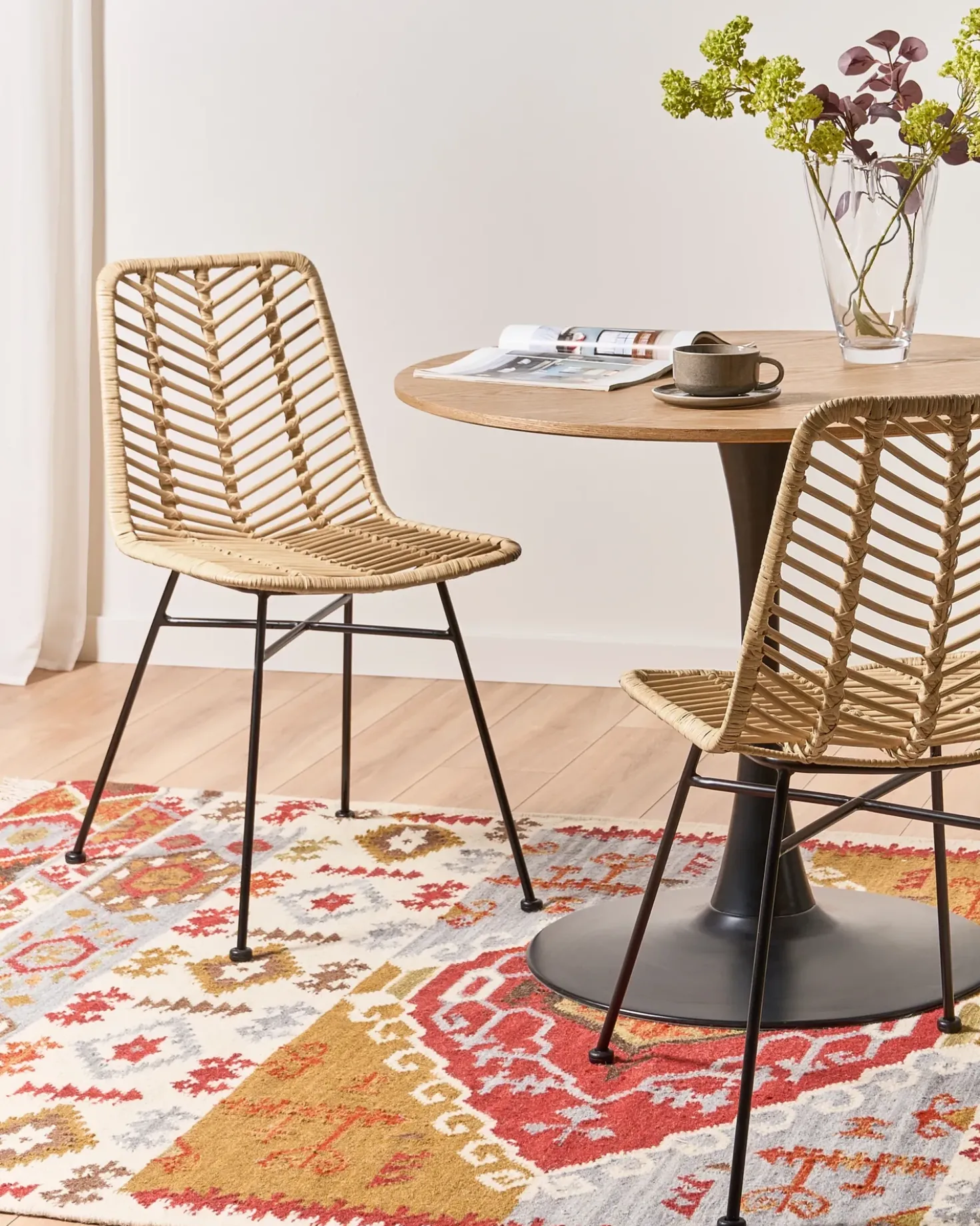 Set di 2 sedie da pranzo DILLEY Rattan Naturale
