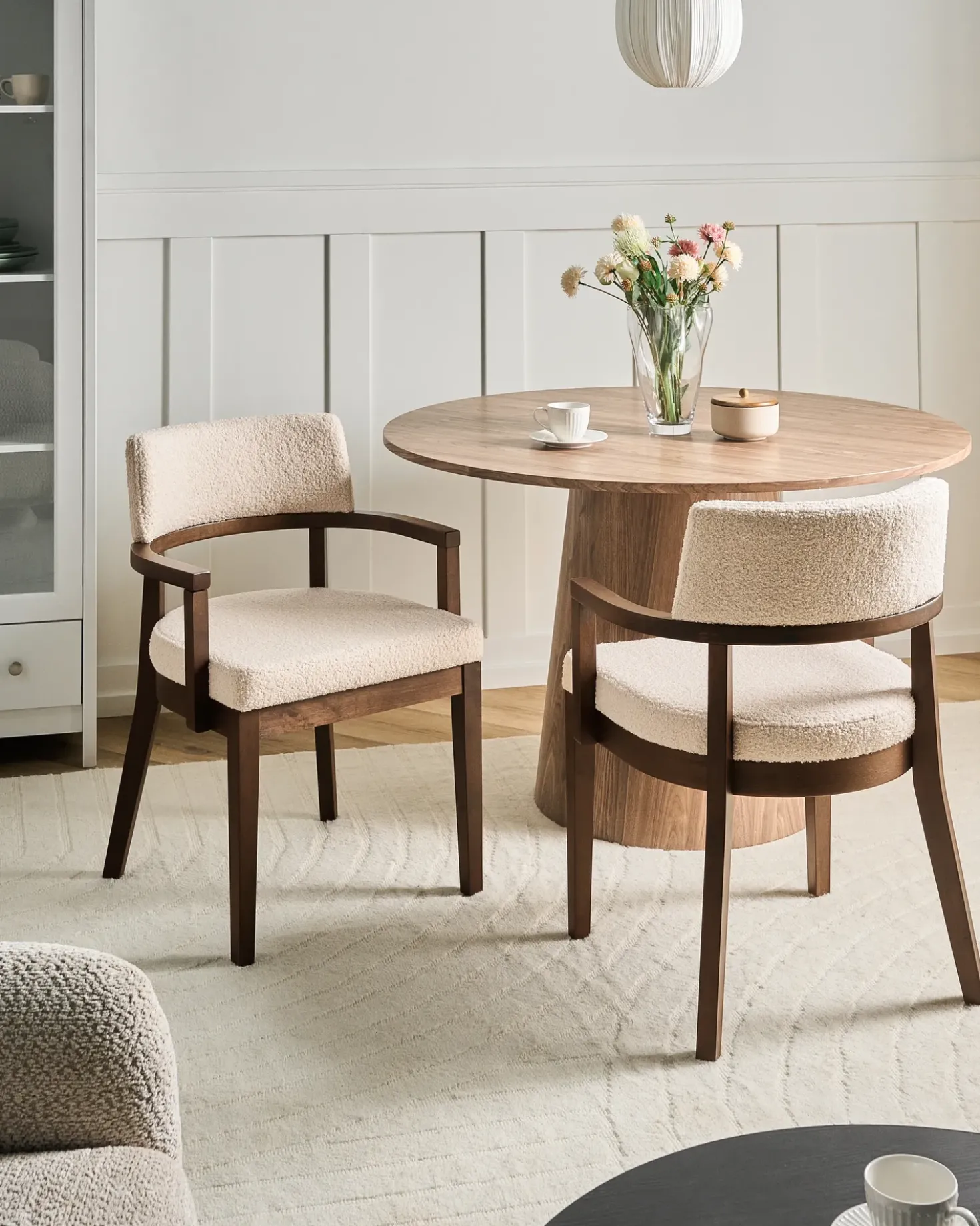 Set di 2 sedie da pranzo DALBO Bouclé Marrone scuro/Bianco sporco