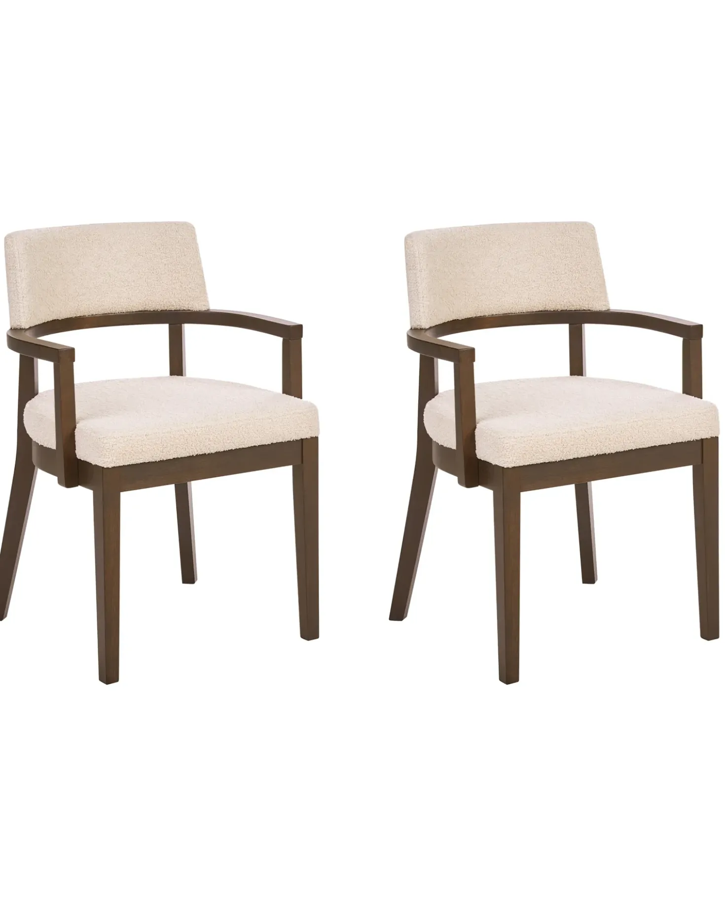 Set di 2 sedie da pranzo DALBO Bouclé Marrone scuro/Bianco sporco