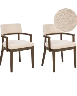 Set di 2 sedie da pranzo DALBO Bouclé Marrone scuro/Bianco sporco