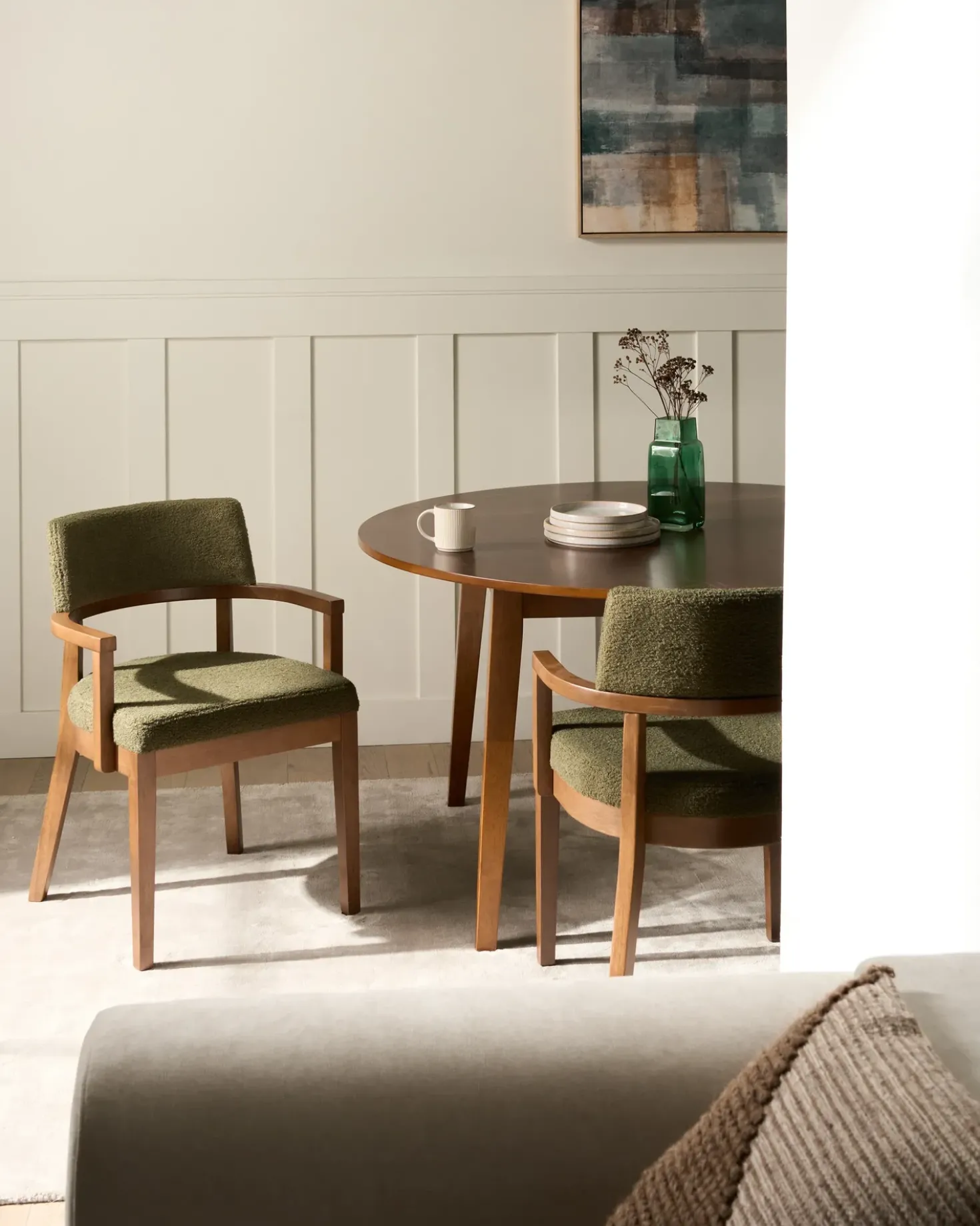 Set di 2 sedie da pranzo DALBO Bouclé Marrone/Verde