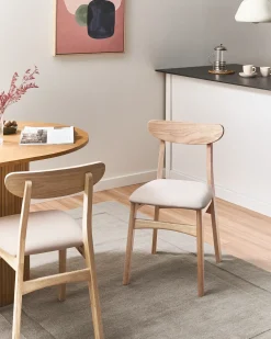 Set di 2 sedie da pranzo DOYLE Legno Marrone chiaro/Beige chiaro