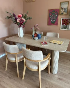 Set di 2 sedie da pranzo DALBO Bouclé Marrone chiaro/Beige