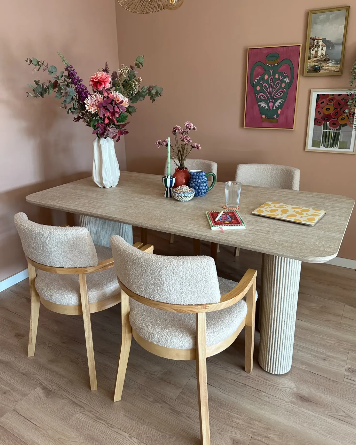 Set di 2 sedie da pranzo DALBO Bouclé Marrone chiaro/Beige