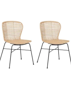 Set di 2 sedie da pranzo ELFROS Rattan Naturale