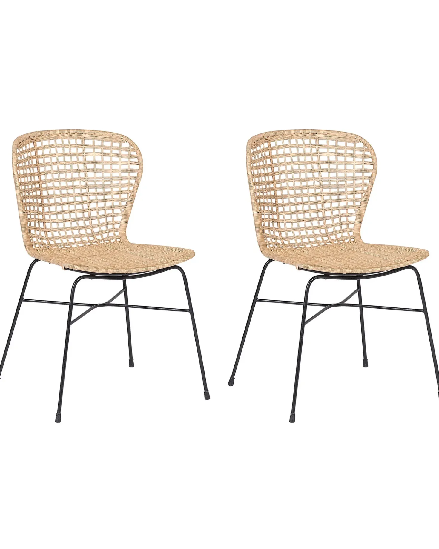Set di 2 sedie da pranzo ELFROS Rattan Naturale