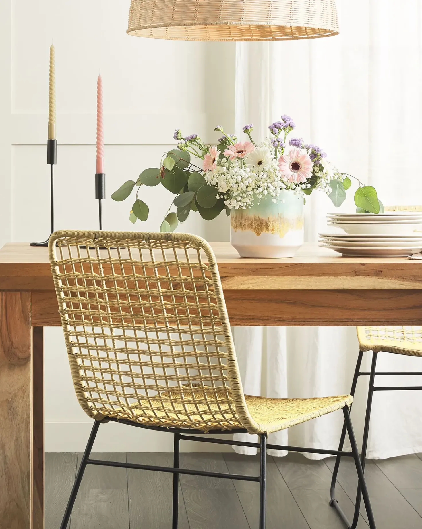 Set di 2 sedie da pranzo ELFROS Rattan Naturale
