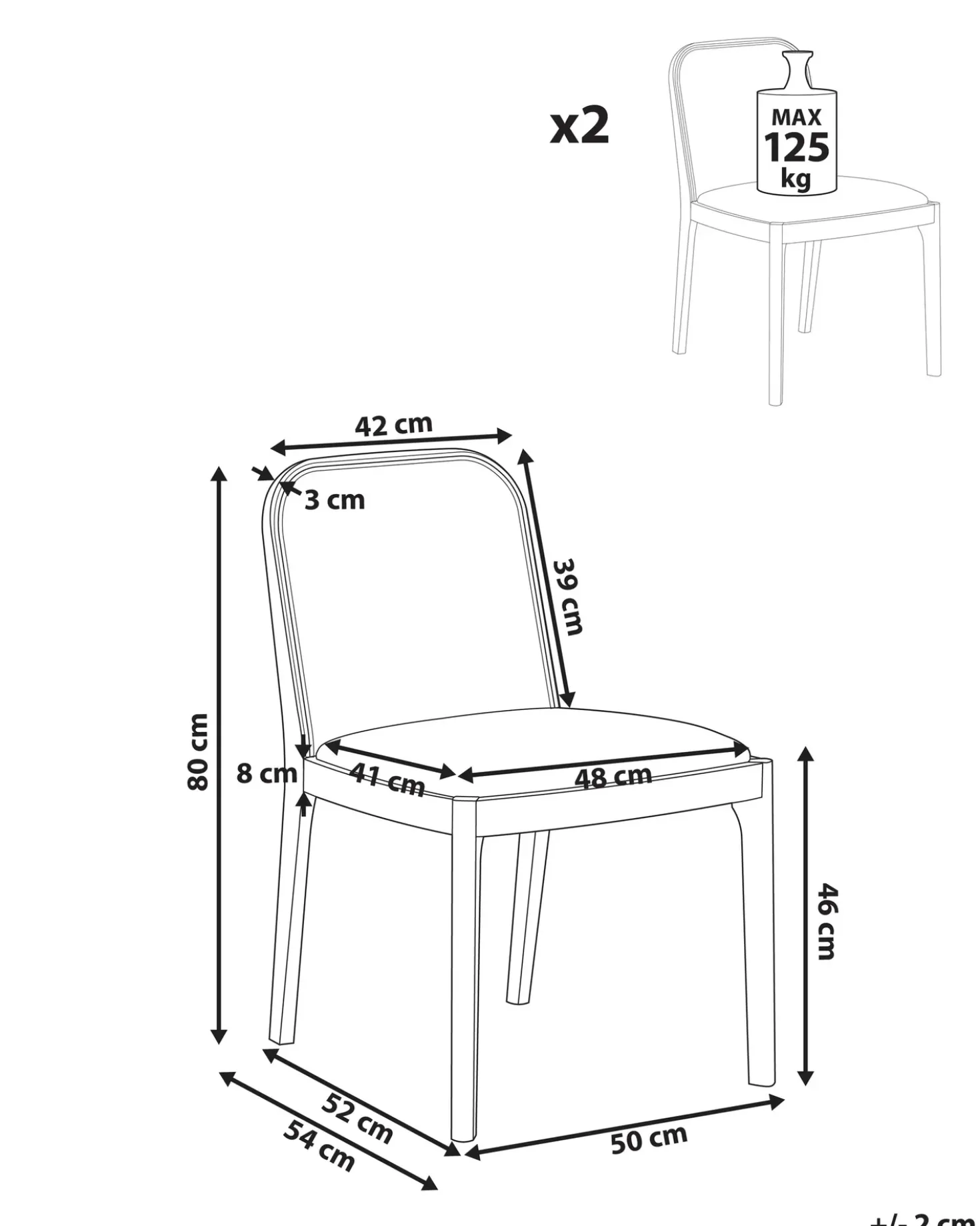 Set di 2 sedie da pranzo EDINA Tessuto Marrone/Beige