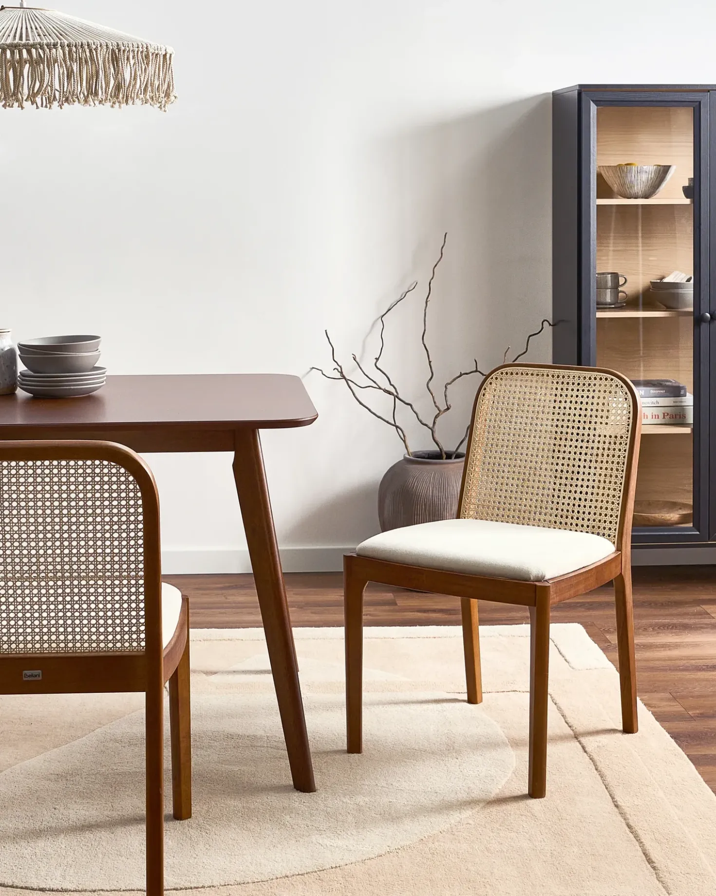 Set di 2 sedie da pranzo EDINA Tessuto Marrone/Beige