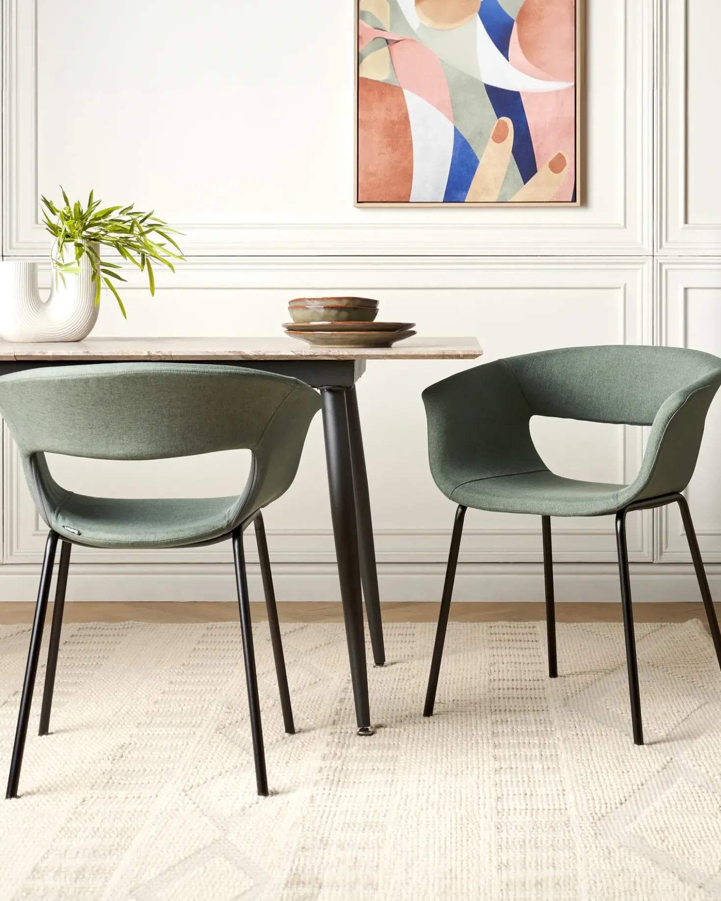 Set di 2 sedie da pranzo ELMA Tessuto Verde scuro