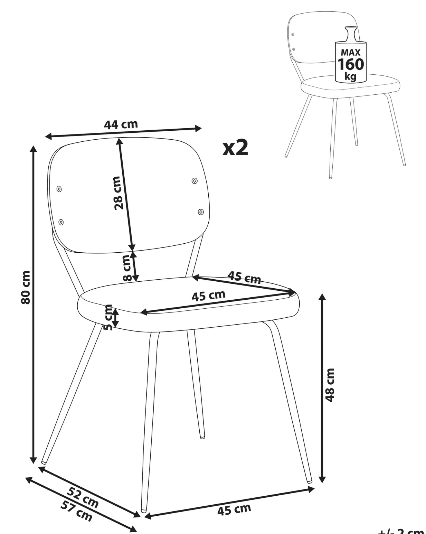 Set di 2 sedie da pranzo EILEEN Bianco sporco