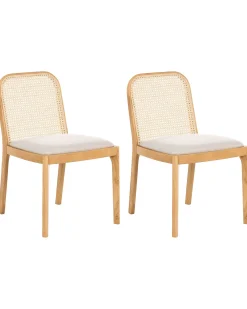 Set di 2 sedie da pranzo EDINA Tessuto Marrone chiaro/Beige