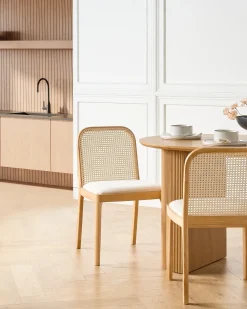 Set di 2 sedie da pranzo EDINA Tessuto Marrone chiaro/Beige