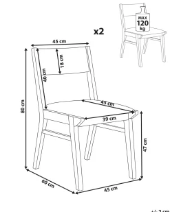 Set di 2 sedie da pranzo ENOLA Legno Marrone/Beige chiaro
