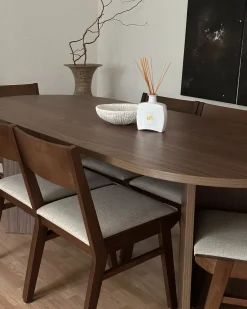 Set di 2 sedie da pranzo ENOLA Legno Marrone/Beige chiaro