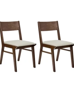 Set di 2 sedie da pranzo ENOLA Legno Marrone/Beige chiaro