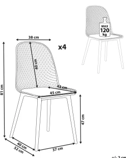 Set di 4 sedie da pranzo EMORY Rosa pastello