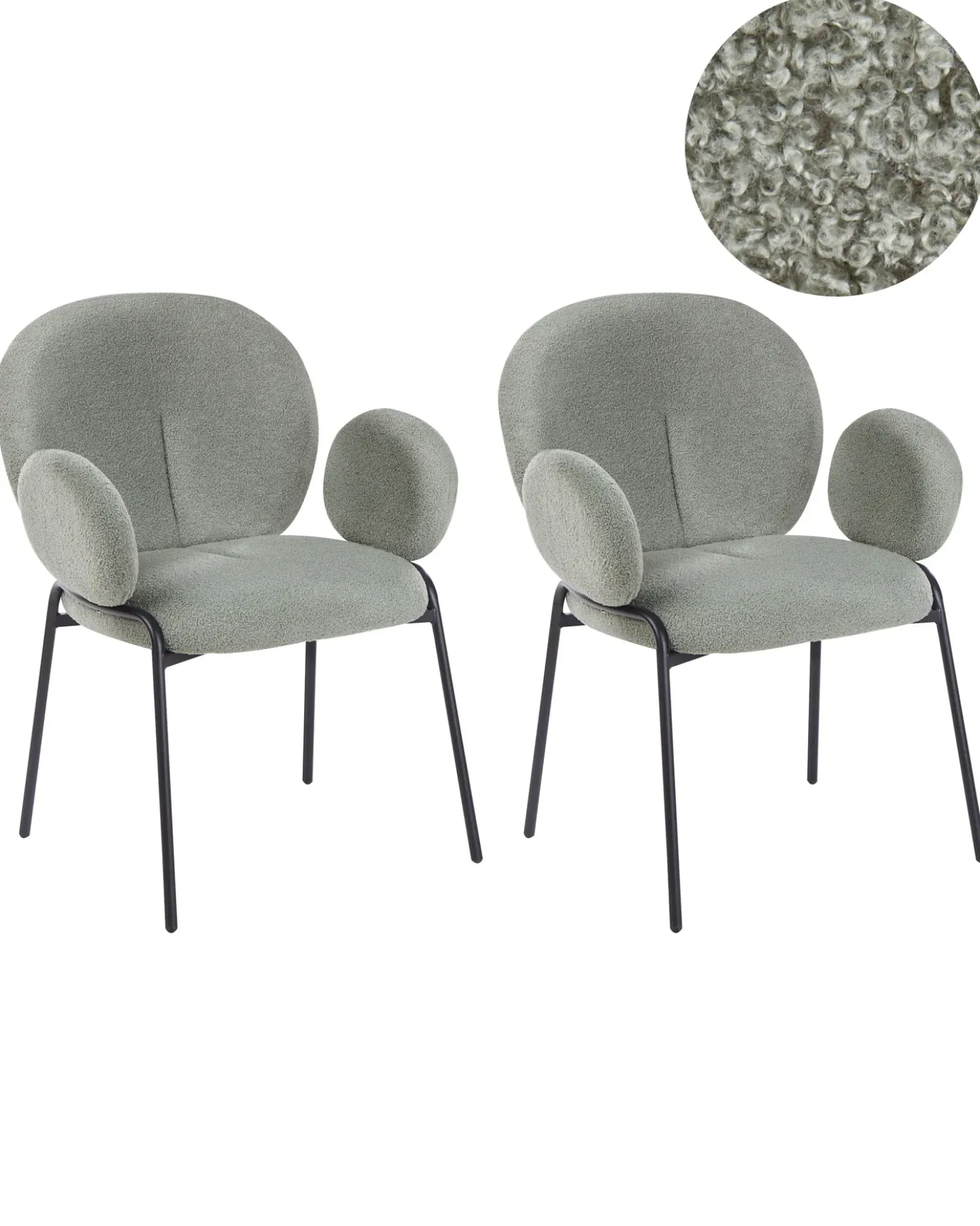 Set di 2 sedie da pranzo ELY Bouclé Verde chiaro