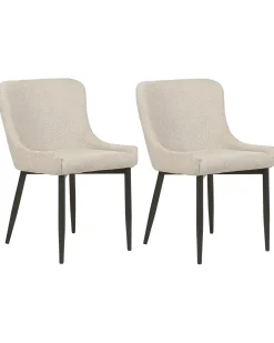 Set di 2 sedie da pranzo EVERLY Tessuto Beige chiaro