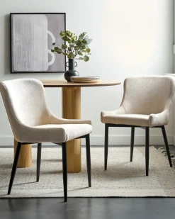 Set di 2 sedie da pranzo EVERLY Tessuto Beige chiaro