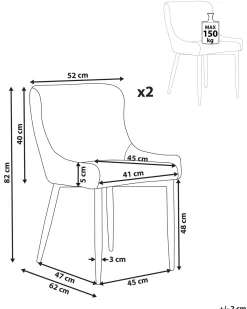 Set di 2 sedie da pranzo EVERLY Tessuto Beige chiaro
