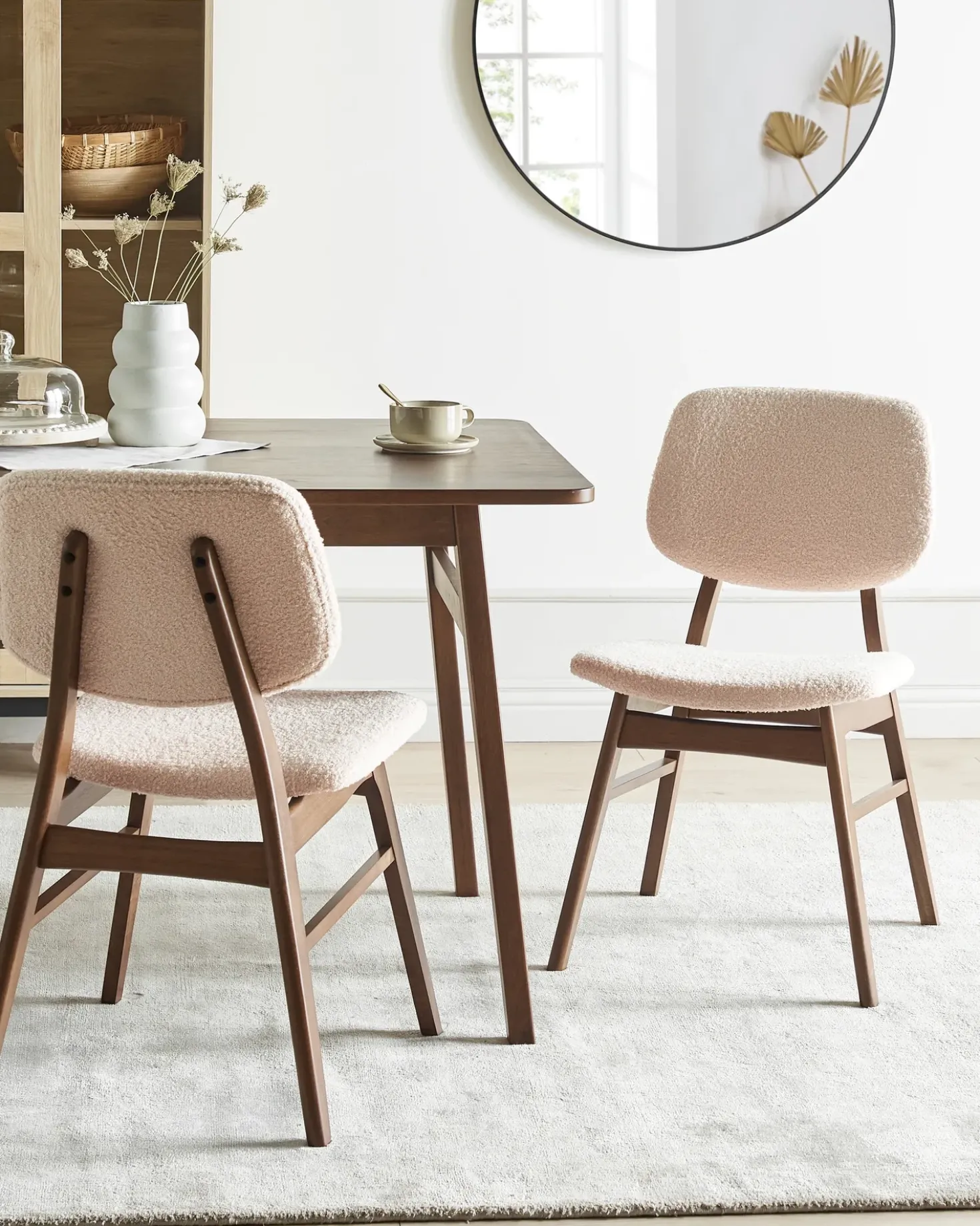 Set di 2 sedie da pranzo ELAINE Bouclé Marrone scuro/Beige