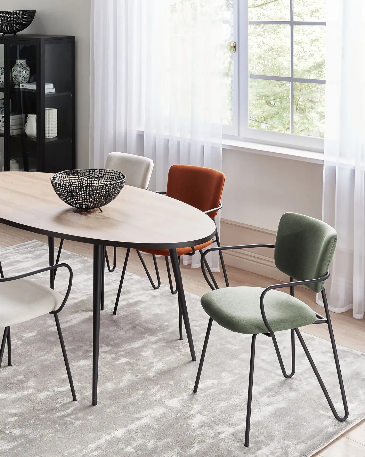 Set di 2 sedie da pranzo ELKO Tessuto Verde scuro