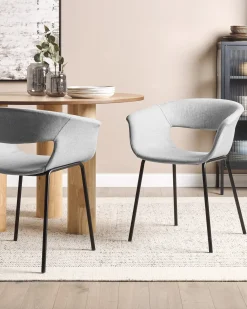 Set di 2 sedie da pranzo ELMA Tessuto Grigio chiaro