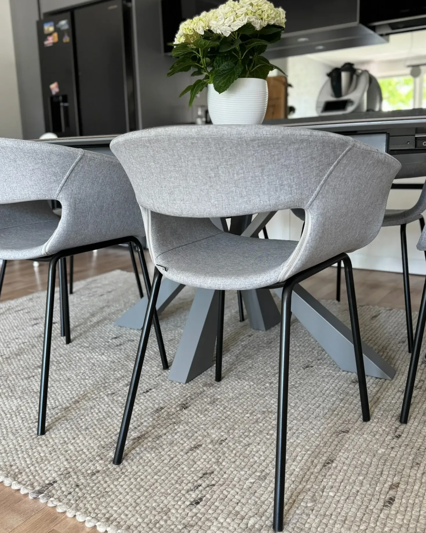 Set di 2 sedie da pranzo ELMA Tessuto Grigio chiaro