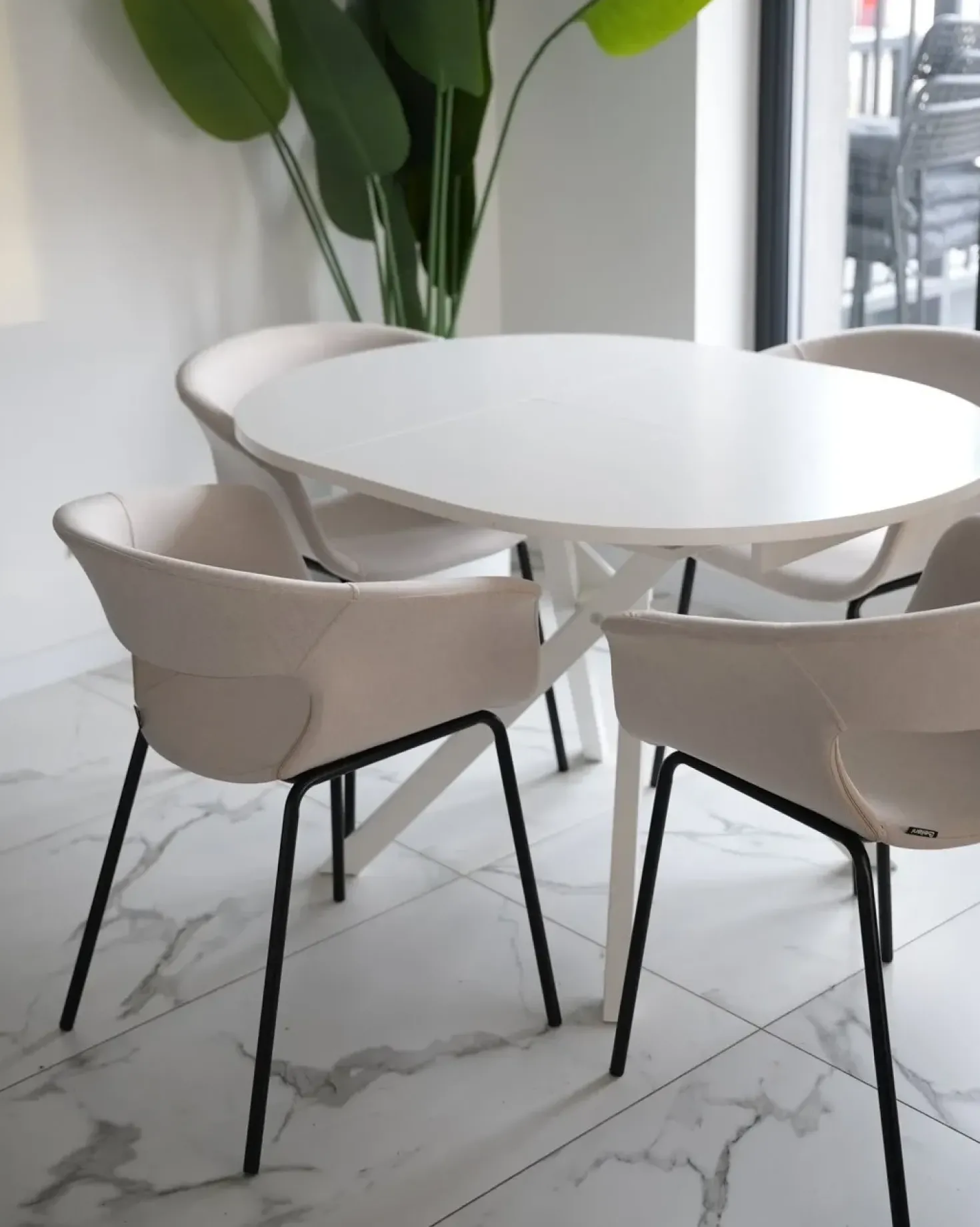 Set di 2 sedie da pranzo ELMA Tessuto Beige chiaro