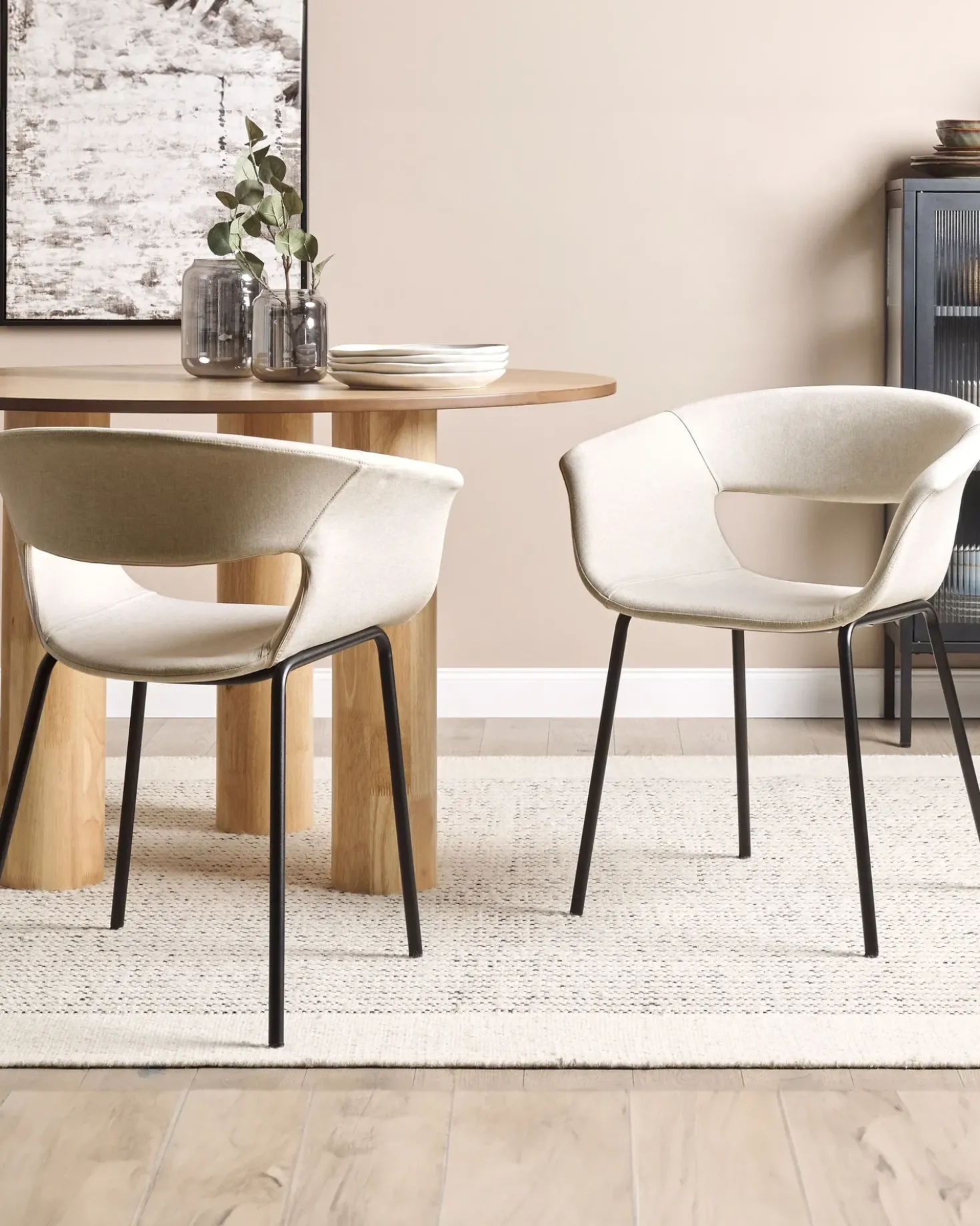 Set di 2 sedie da pranzo ELMA Tessuto Beige chiaro