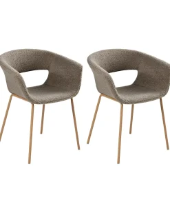 Set di 2 sedie da pranzo ELMA Bouclé Tortora