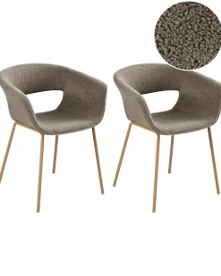 Set di 2 sedie da pranzo ELMA Bouclé Tortora