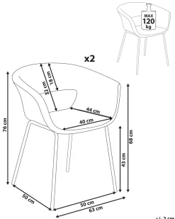 Set di 2 sedie da pranzo ELMA Bouclé Tortora
