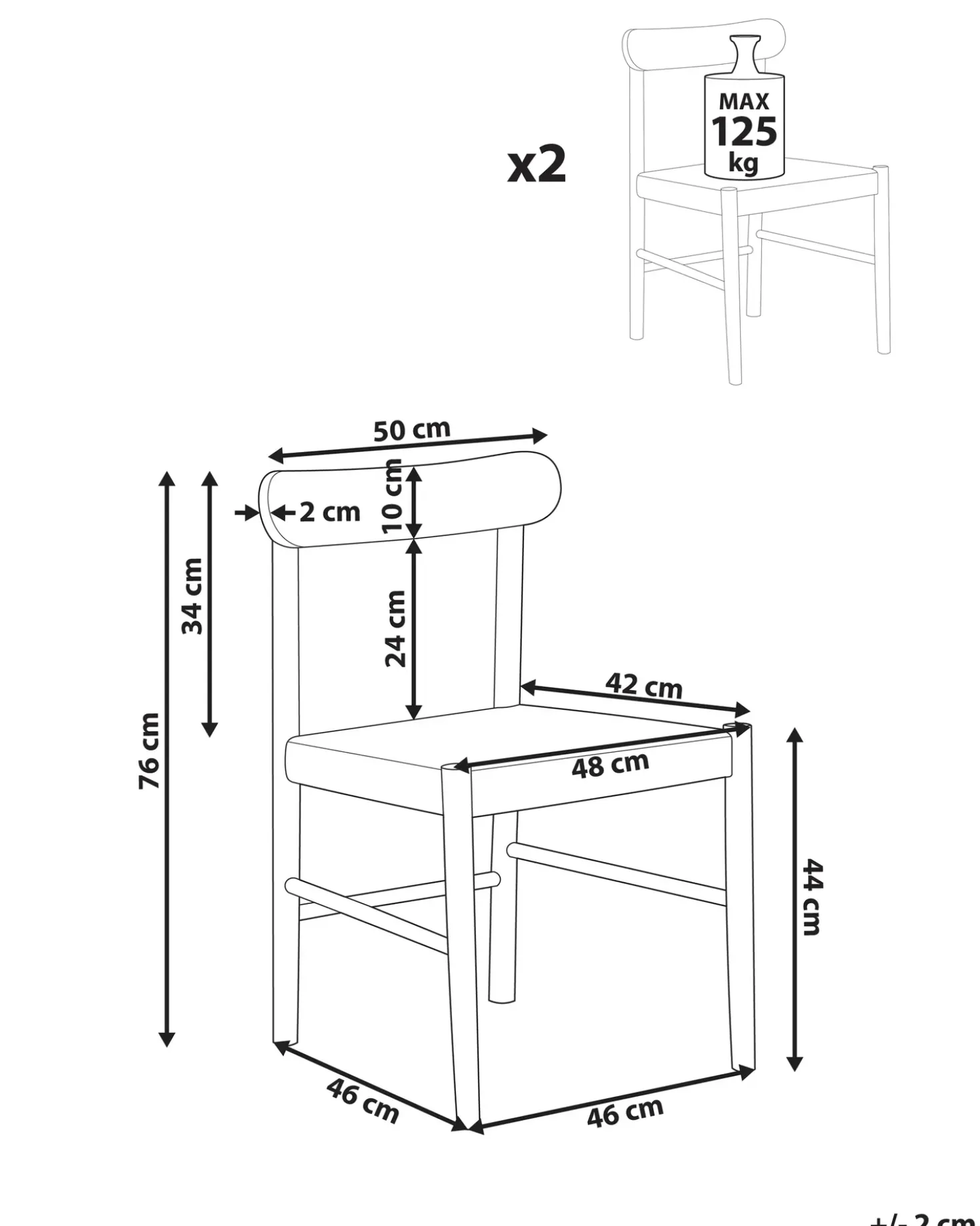 Set di 2 sedie da pranzo EAGAN Legno Marrone chiaro/Beige