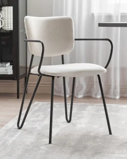 Set di 2 sedie da pranzo ELKO Tessuto Bianco sporco