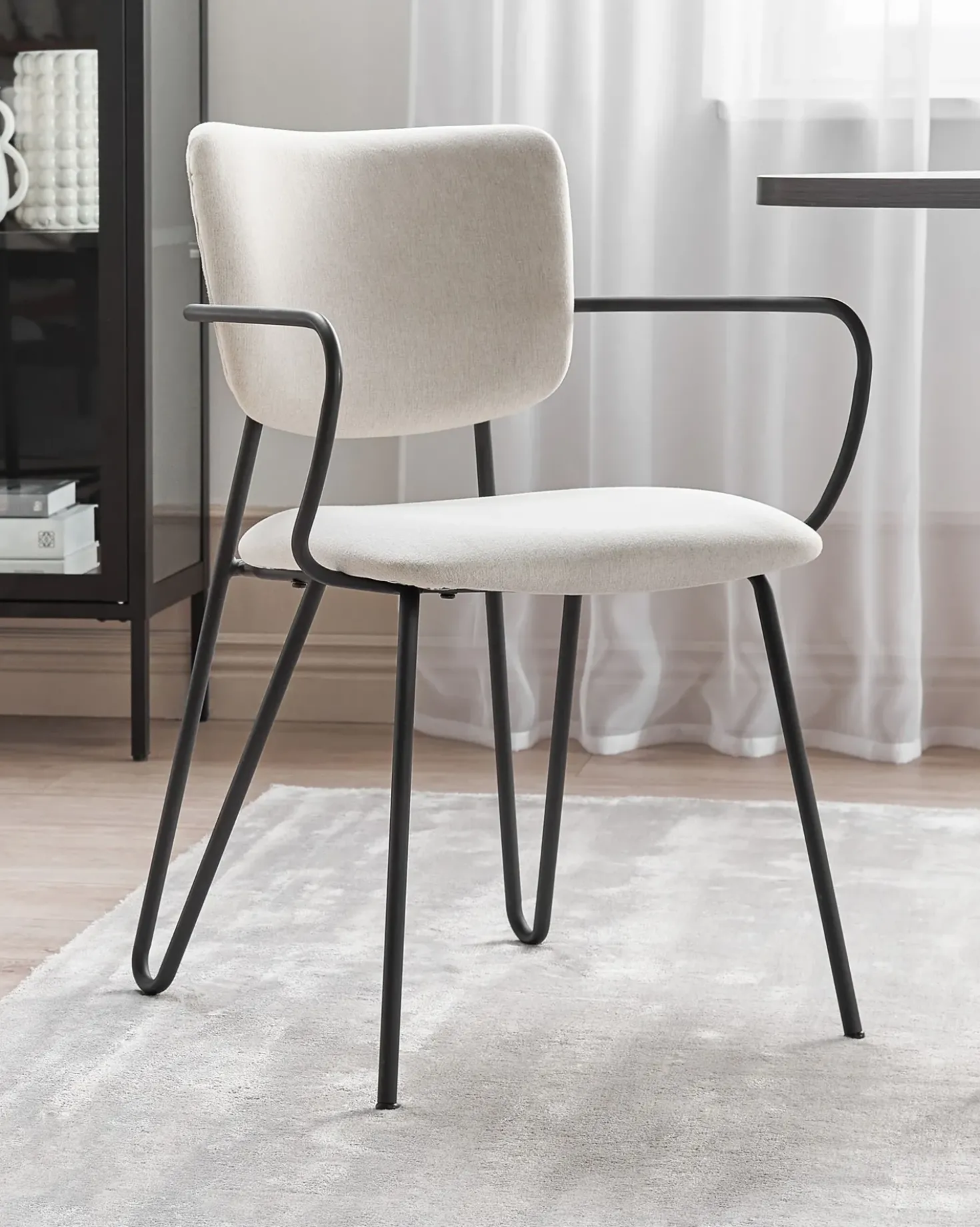 Set di 2 sedie da pranzo ELKO Tessuto Bianco sporco