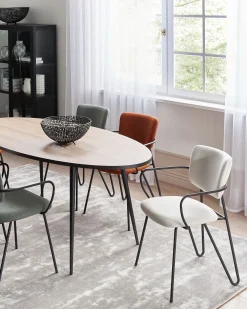Set di 2 sedie da pranzo ELKO Tessuto Bianco sporco