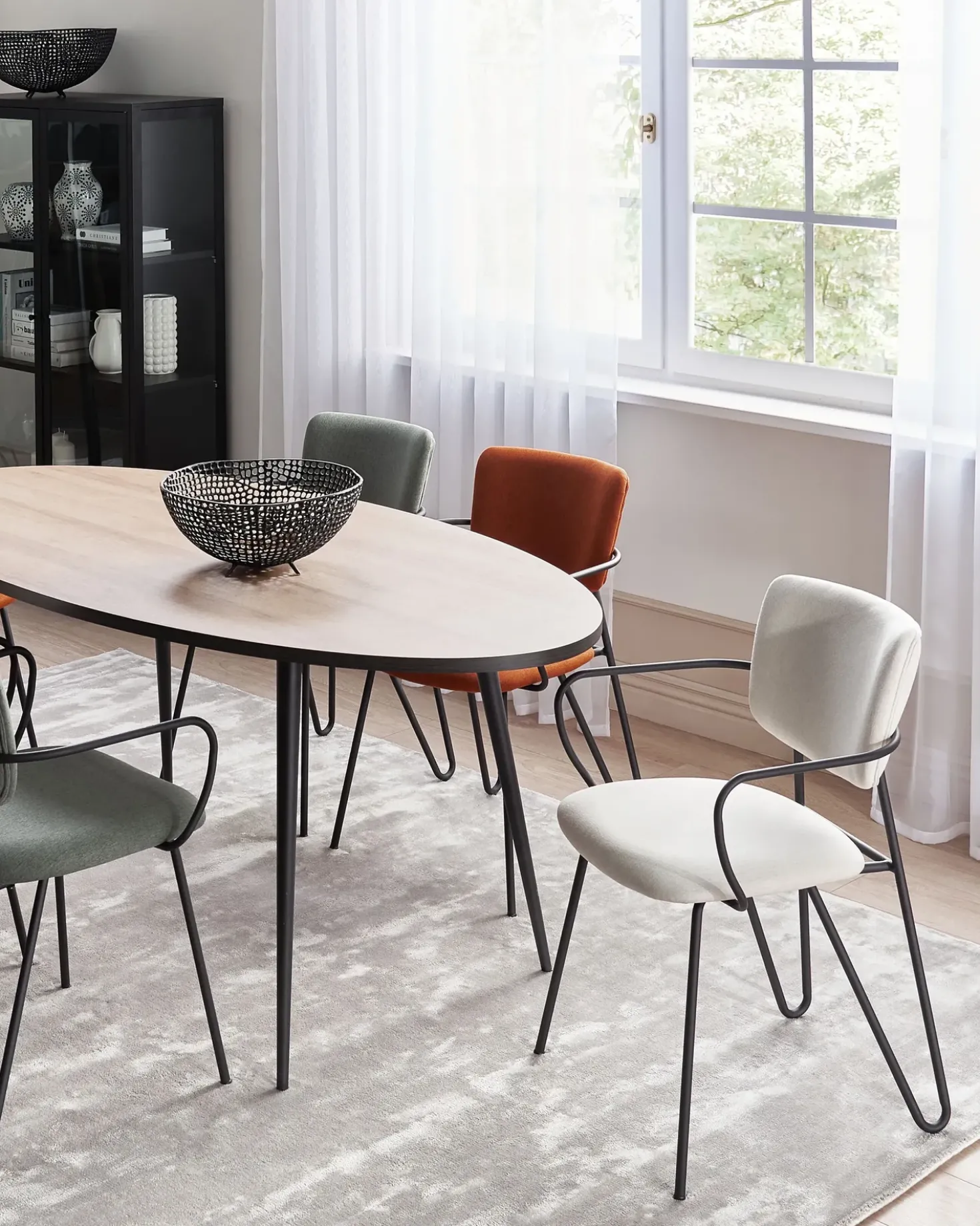 Set di 2 sedie da pranzo ELKO Tessuto Bianco sporco