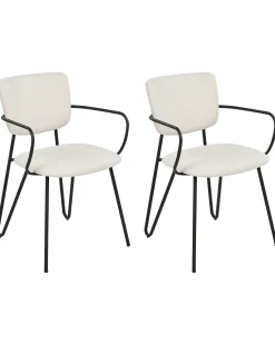 Set di 2 sedie da pranzo ELKO Tessuto Bianco sporco