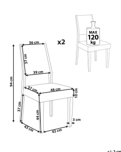 Set di 2 sedie da pranzo ELMIRA Legno Grigio