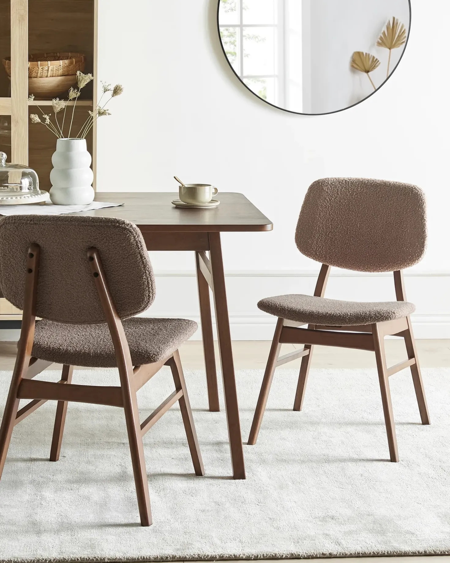 Set di 2 sedie da pranzo ELAINE Bouclé Marrone scuro/Tortora