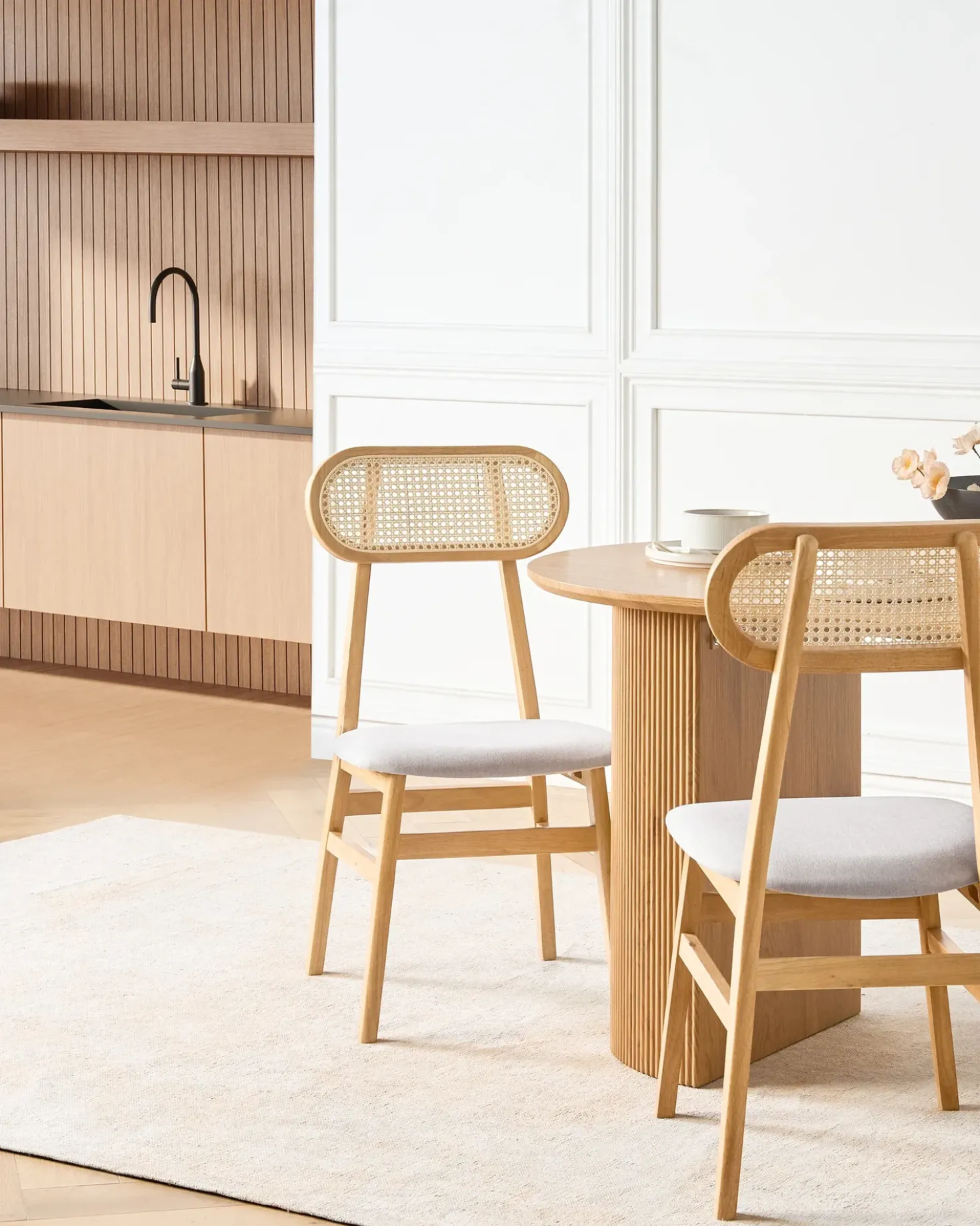 Set di 2 sedie da pranzo FALLON Legno Marrone chiaro/Grigio chiaro