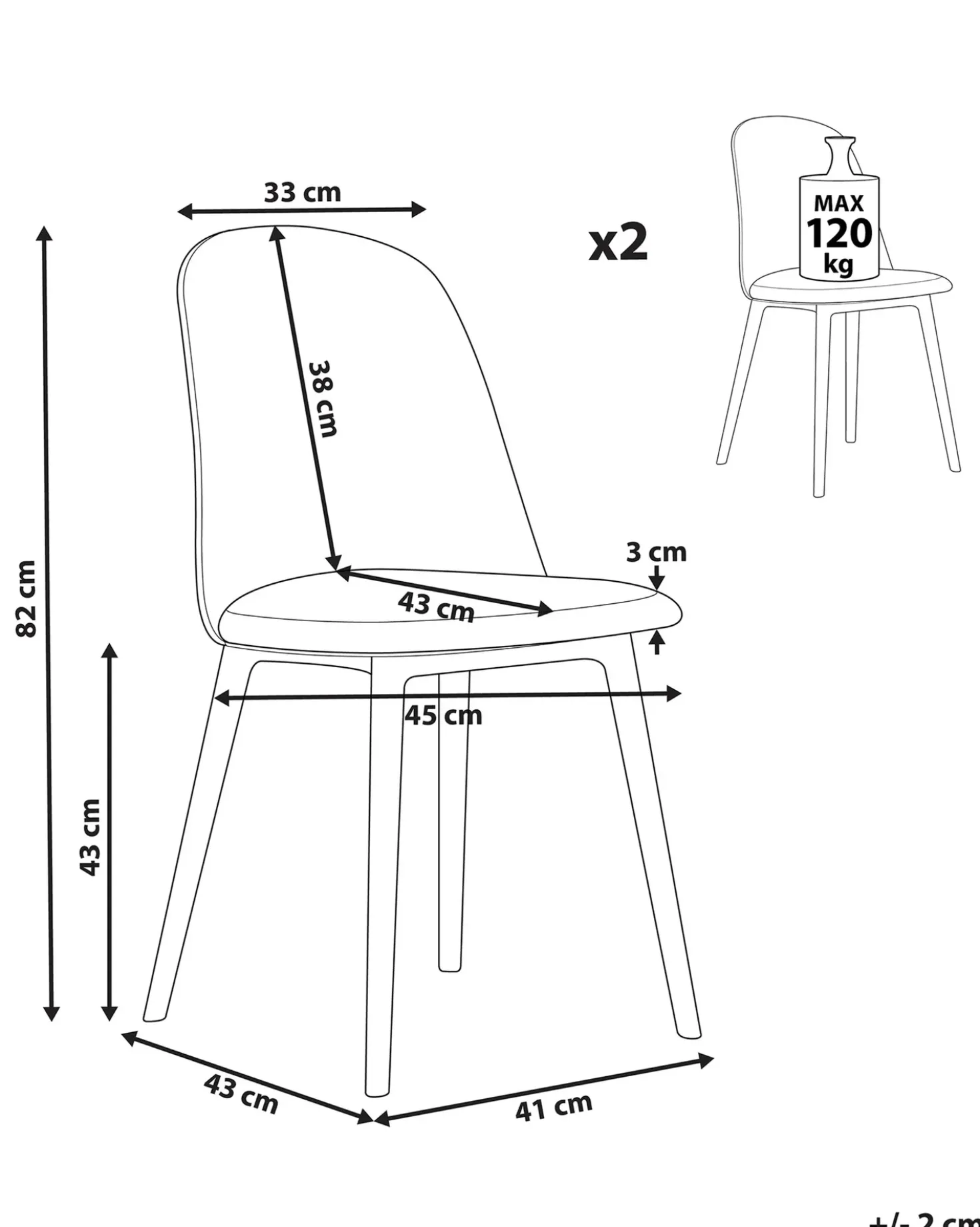 Set di 2 sedie da pranzo FOMBY Verde chiaro