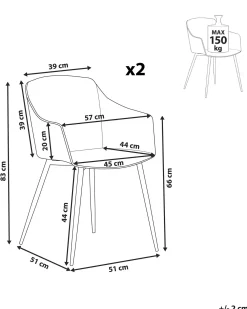 Set di 2 sedie da pranzo FONDA Nero