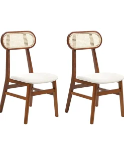 Set di 2 sedie da pranzo FALLON Legno Marrone/Beige chiaro