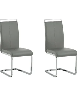 Set di 2 sedie da pranzo GREEDIN Pelle sintetica Grigio